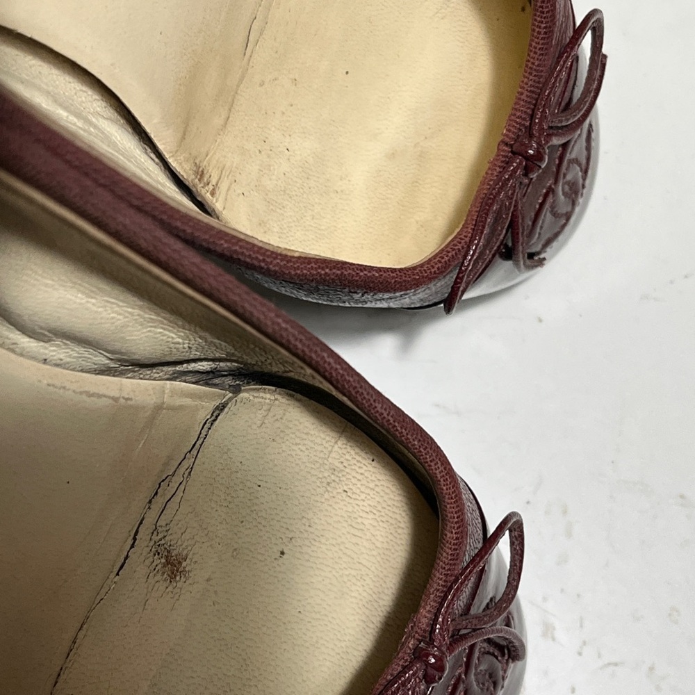 CHANEL Women's Dark Red Leather Flats - Picture 5 of 16